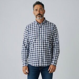 Original Penguin long-sleeve button-down shirt blue white gingham casual classic